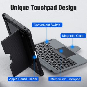 Nillkin iPad 9th Generation Case with Keyboard and Slide Camera Cover, iPad 8th 7th Generation Keyboard Case 10.2" with Multi-Touch Trackpad, Built-in Pencil Holder, Detachable Bluetooth Keyboard