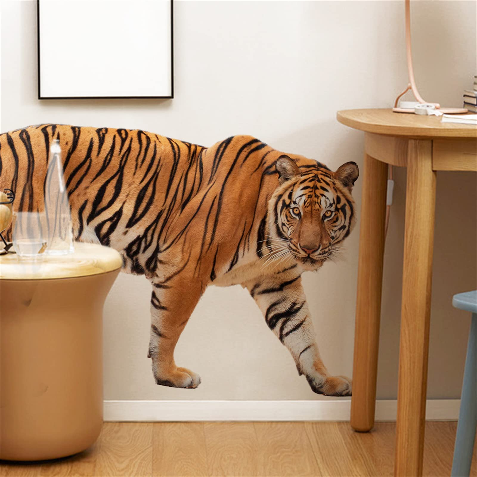 Tiger Wall Sticker, 3D Lifelike Ferocious Tiger Wall Sticker Decoration Peel and Paste Jungle Animal Art Sticker Children's Kindergarten Bedroom Living Room Game Room Home Decoration (2)