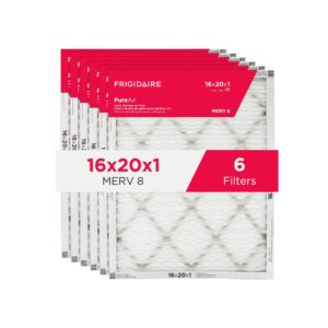 frigidaire pureair® 16x20x1 merv 8 allergen electrostatic pleated air conditioner hvac ac furnace filters - 6 pack