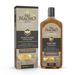 tio nacho shampoo, purifying with royal jelly, infused with botanical stem cells for intense hair and scalp purification + detoxifying balance, 14 fluid ounces