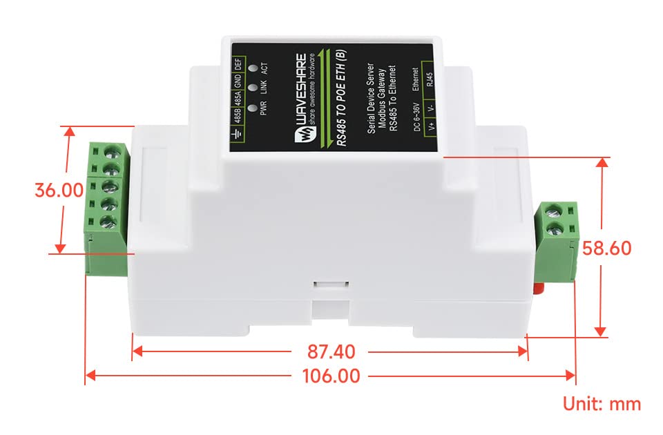 Industrial Serial Server RS485 to RJ45 Ethernet, Bi-Directional Transmission, Modbus MQTT Gateway,Rail-Mount Support, TCP Server/TCP Client/UDP Mode/UDP Multicast Multi Communication Modes