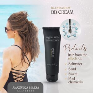 AMAZÓNICA BELEZA AMABELLE Blindagem Hair Leave-in Cream, Thermal Heat Protector Cream, Preventing Damage Seasonal Changes, Daily Use, 8.4 Oz