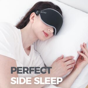 MZOO Luxury Sleep Mask for Back and Side Sleeper, Completely Block Out Light Sleeping Eye Mask for Women Men, Zero Eye Pressure 3D Contoured Night Blindfold, Breathable & Soft Eye Shade Cover Black