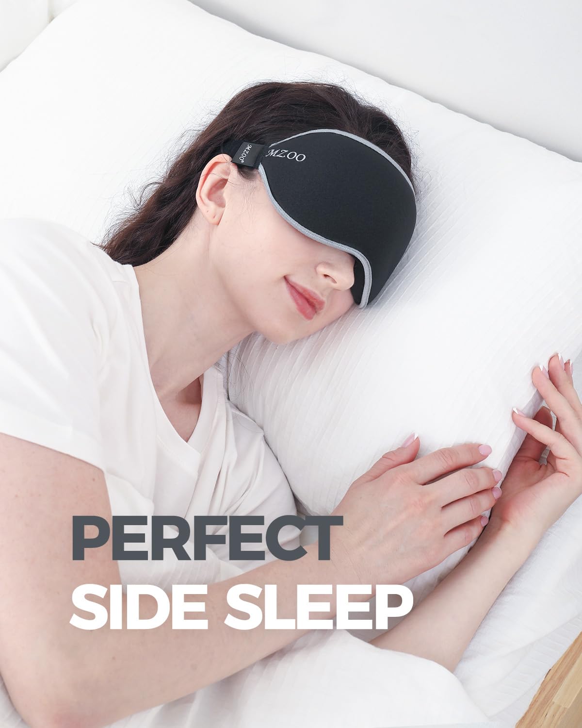 MZOO Luxury Sleep Mask for Back and Side Sleeper, Completely Block Out Light Sleeping Eye Mask for Women Men, Zero Eye Pressure 3D Contoured Night Blindfold, Breathable & Soft Eye Shade Cover Black