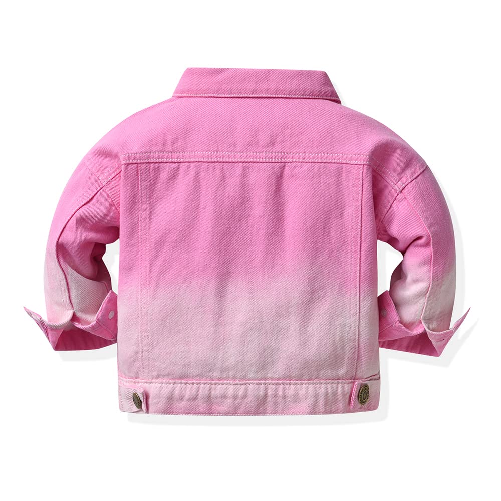 Moyikiss Studio Toddler Kid Baby Boys Girls Denim Jacket Coats Long Sleeve Button Down Casual Overcoat Outerwear(Pink,80/12-18 Months)