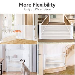 COMOMY Retractable Baby Gate for Stairs, 0-71" Mesh Dog Gate for House Doorways Hallways, 33" Tall Extra Wide Child Safety Gate for Kids Pets, Indoor and Outdoor (White)