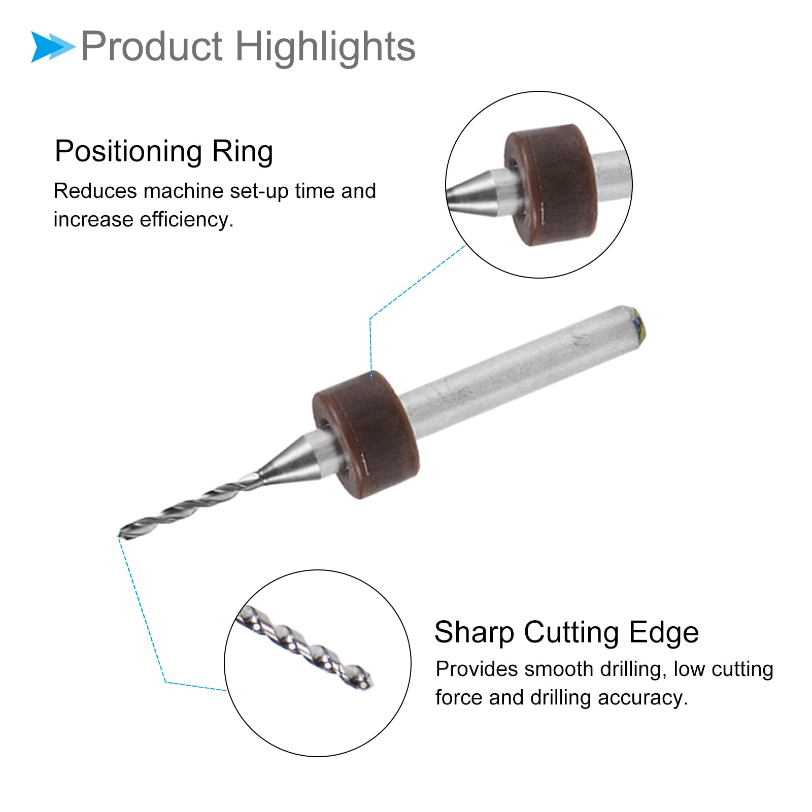 CoCud Micro PCB Drill Bits, 1/8" Shank 1.1mm Cutting Edge, Tungsten Carbide Print Circuit Board Drill Bit - (Applications: for CNC Drilling Engraving Machine), 10-Pieces