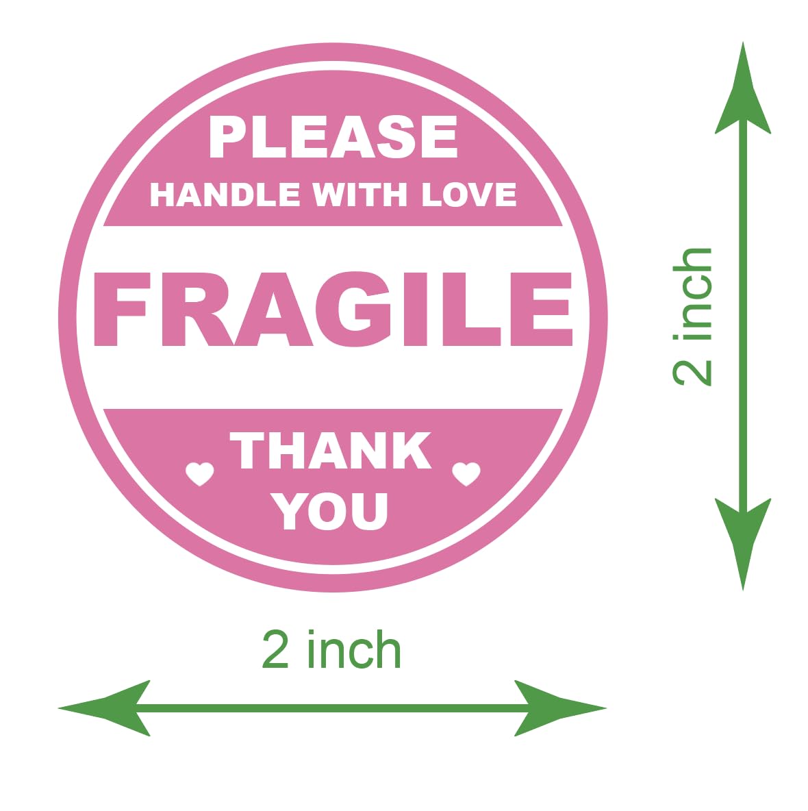 2 inch 300 PCS 6 Color Fragile Stickers for Shipping Please Handle with Love and Thank You Waterproof Stickers