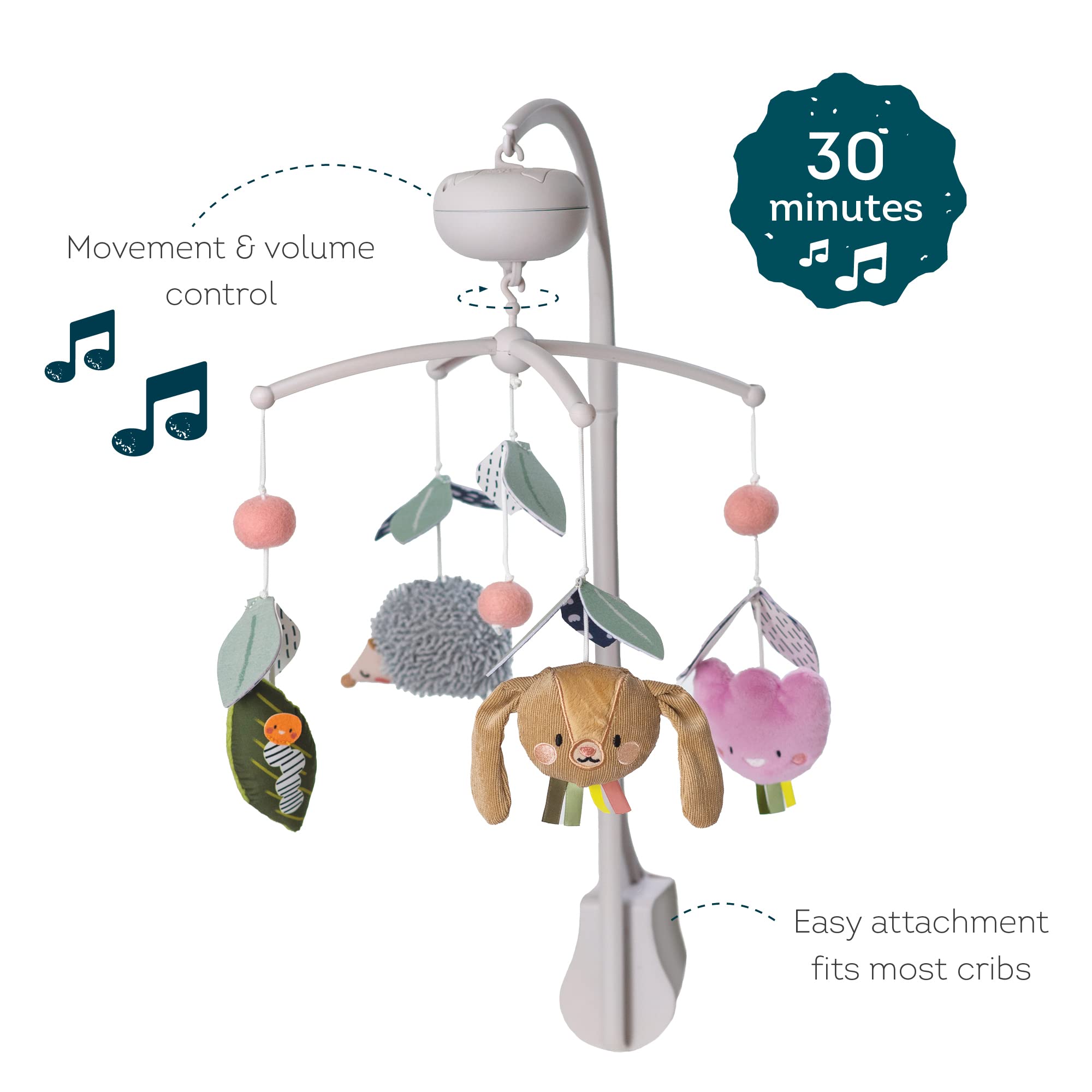 Taf Toys Baby Crib Mobile with Music and Lights - Musical Crib Toy with Non-Repeating Classical Melodies, Stimulates Baby's Senses and Emotional Intelligence, Ideal for Boys and Girls Nursery Decor