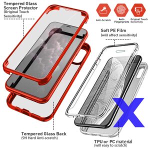 UBUNU for iPhone 14 Case with Screen Protector Built in Tempered Glass Upgraded Dual Layer 360 Full Body Protective Clear Phone Case for iPhone 14 6.1 inch for Men Women - Red