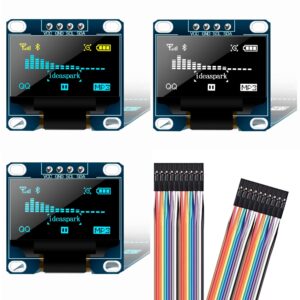 ideaspark 3pcs 0.96 inch oled display 3-colors 128x64 ssd1306 spi i2c iic serial lcd screen module board with 4 pins soldered and 10 dupont cable work great with arduino for raspberry pi