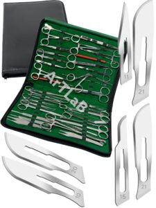 new 177 pcs advanced premium instruments kit | scissors | needle holder | hemostat foceps | tweezers forceps | scalpel hanlde blades | backhaus towel clamp | veterinary instruments with carrying case