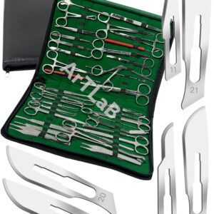 New 177 PCS Advanced Premium Instruments Kit | Scissors | Needle Holder | Hemostat Foceps | Tweezers Forceps | Scalpel Hanlde Blades | Backhaus Towel Clamp | Veterinary Instruments with Carrying Case