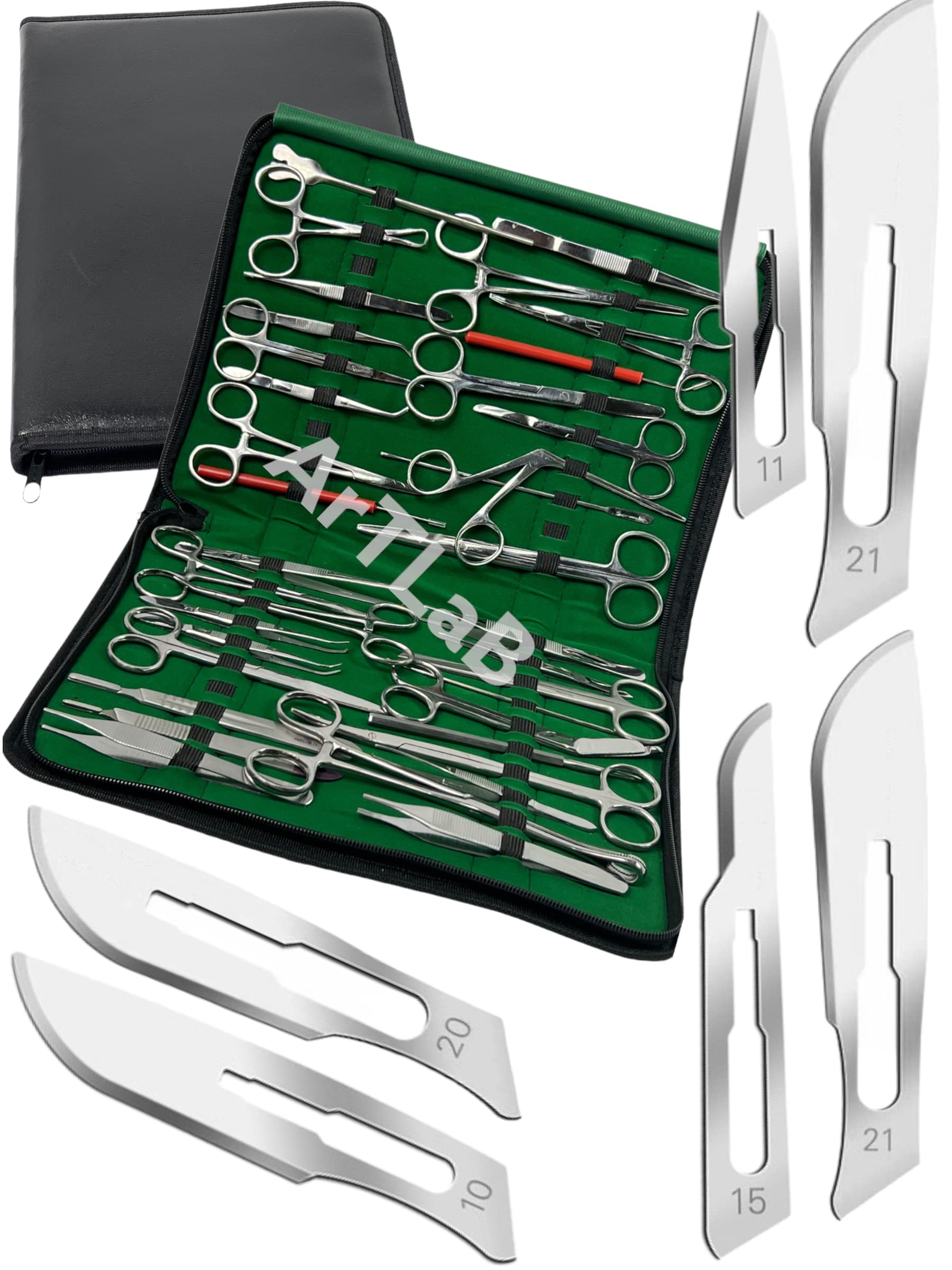 New 177 PCS Advanced Premium Instruments Kit | Scissors | Needle Holder | Hemostat Foceps | Tweezers Forceps | Scalpel Hanlde Blades | Backhaus Towel Clamp | Veterinary Instruments with Carrying Case