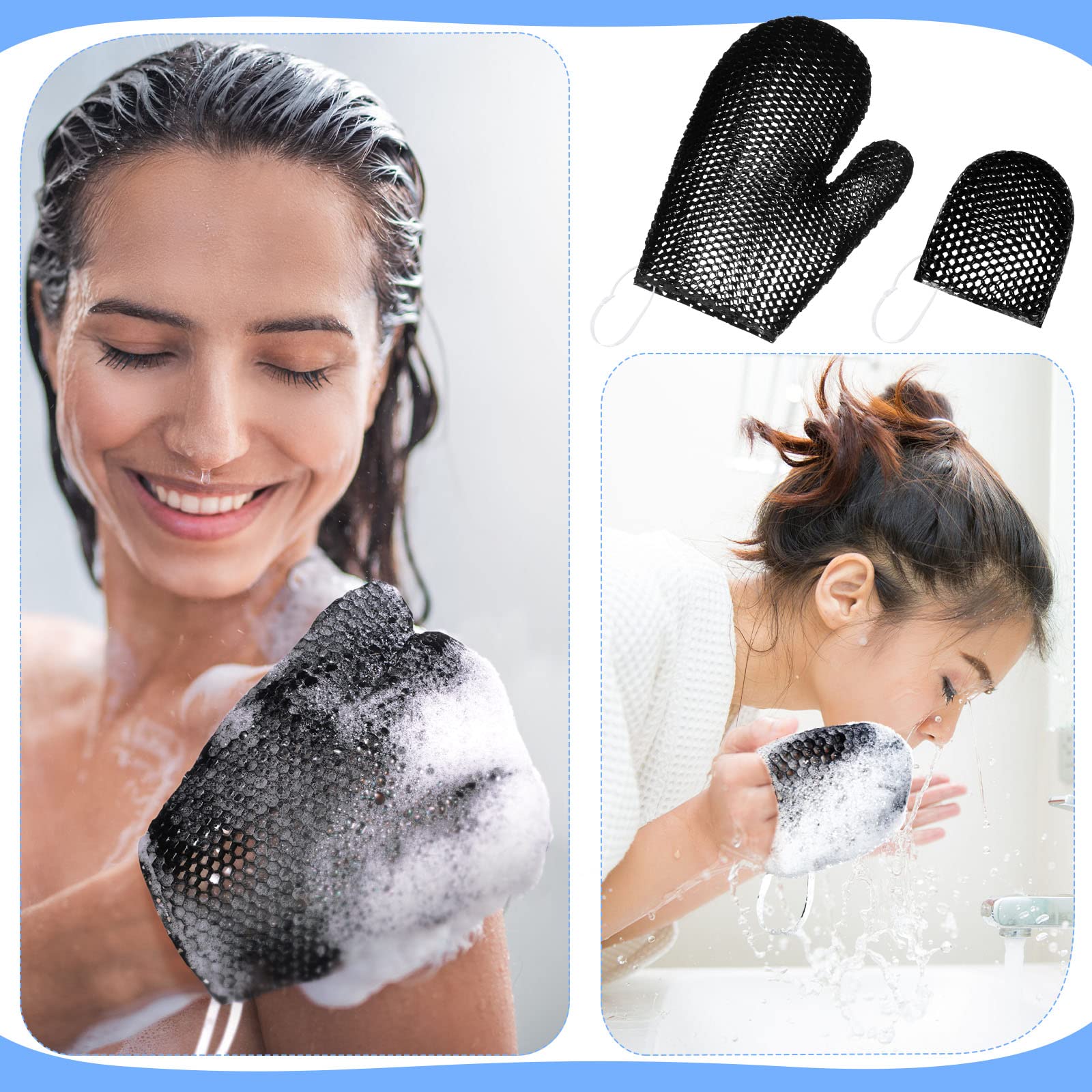 Vesici 2 Pcs Honeycomb Exfoliating Glove Set Exfoliating Bath Mitt Honeycomb Face and Body Scrubber Exfoliating Shower Mitt Sponges for Cleaning Body Shower Face Skin Beauty Spa(Black)