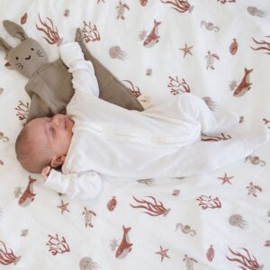 Leyl&Ari Muslin Swaddle Blanket | Receiving Blanket for Boys Girls (Under The Sea Friends)