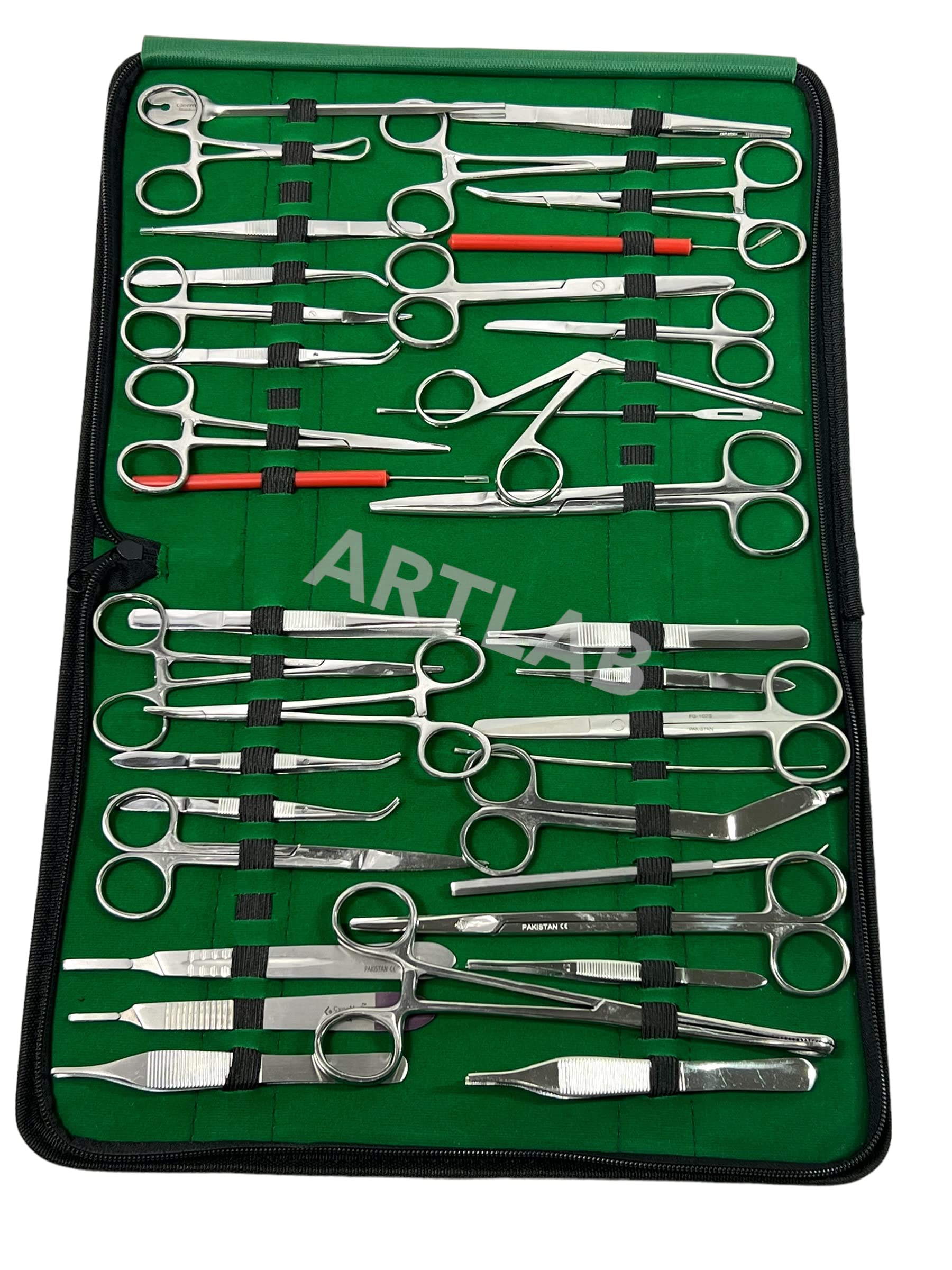 Premium ARTLAB 157 Pieces Instruments Kit Veterinary Scissors Forceps Needle Holders Scalpel Handle, Stainless Steel Instruments kit with Carrying case