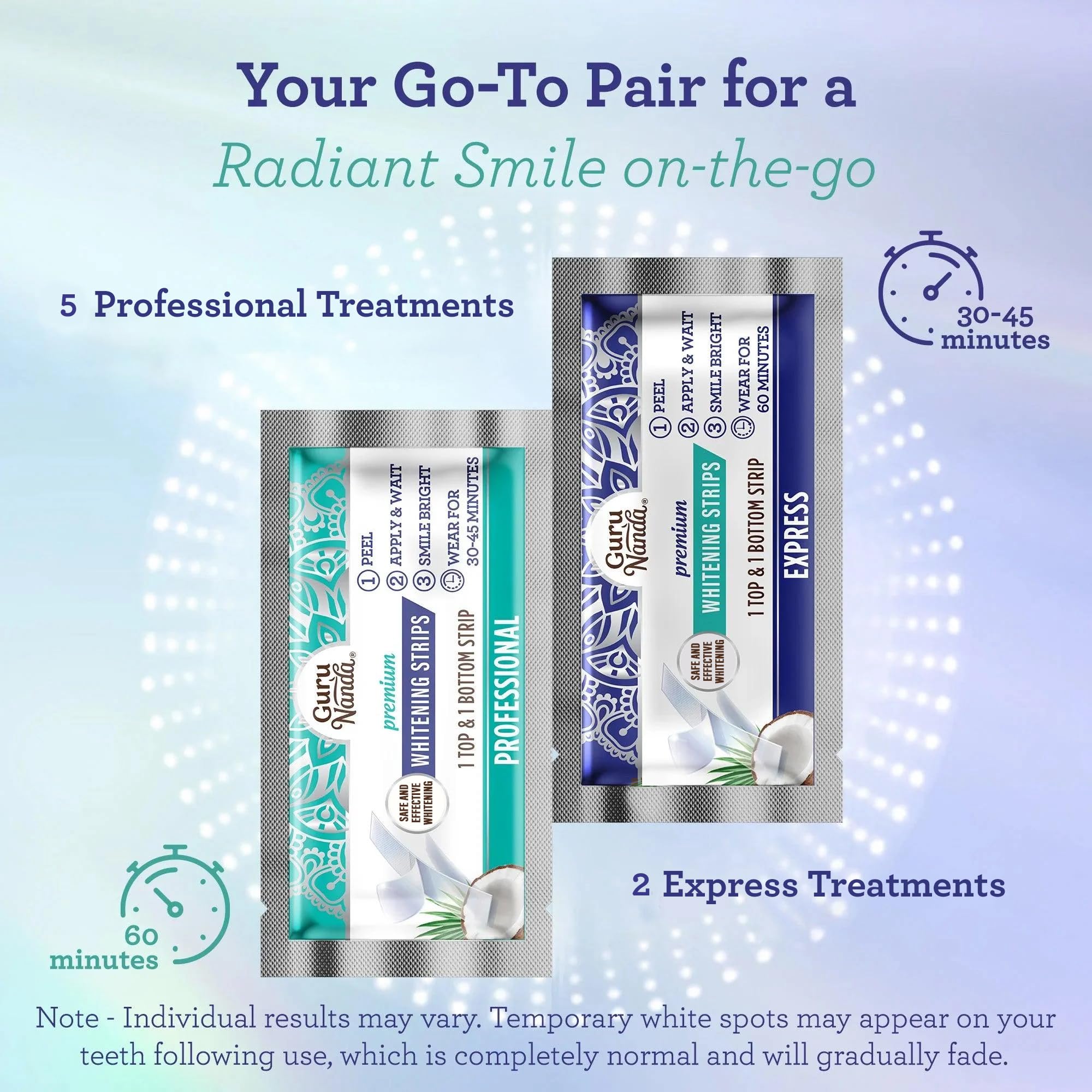 GuruNanda Teeth Whitening Strips - 7-Day Treatment with Non-Slip, Dry Strip Technology - Whitening Designed with Care for a Brighter Smile