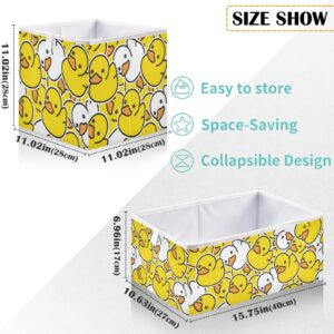 visesunny Square Storage Bins Duck Rubber Ducky Cartoon Storage Baskets Canvas Fabric Storage Boxes Foldable Nursery Basket for Clothes,Books,Toys,Shelves,Gifts