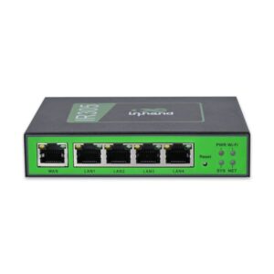 inhand networks ir305 industrial iot lte 4g vpn router, 5 ethernet port, dual sim, wan failover, di/do port, remote connection, link backup, mu-mimo, vlan. support at&t, t-mobile & verizon (cat6)