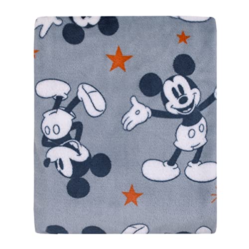 Disney Mickey Mouse Gray, Navy, White and Red Stars Super Soft Baby Blanket