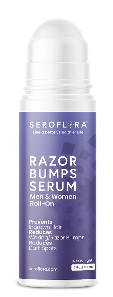 Seroflora Razor Bumps Serum-Ingrown Hair Treatment for Women-Razor Bump for Bikini Area - After Shave & Waxing - Roll-On-Face, Legs, Body (3.5floz)