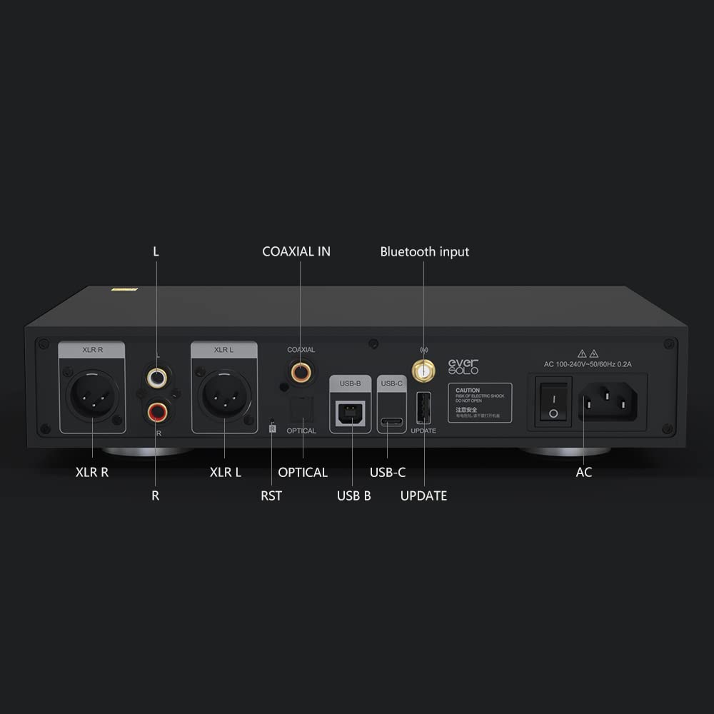 EverSolo DAC-Z8 DAC&Headphone Amplifier, Digital to Analog Converter MQA Full Decoder ES9038Pro XMOS DSD512 PCM768kHz/32Bit Bluetooth 5.0