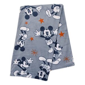 Disney Mickey Mouse Gray, Navy, White and Red Stars Super Soft Baby Blanket