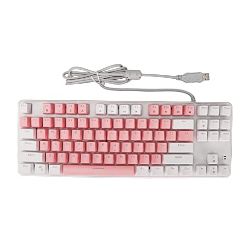 Antiheavy Shadow Wired USB Mechanical Keyboard Gaming Keyboard 87 Keys RGB Backlit Keyboard for PC (Pink White)