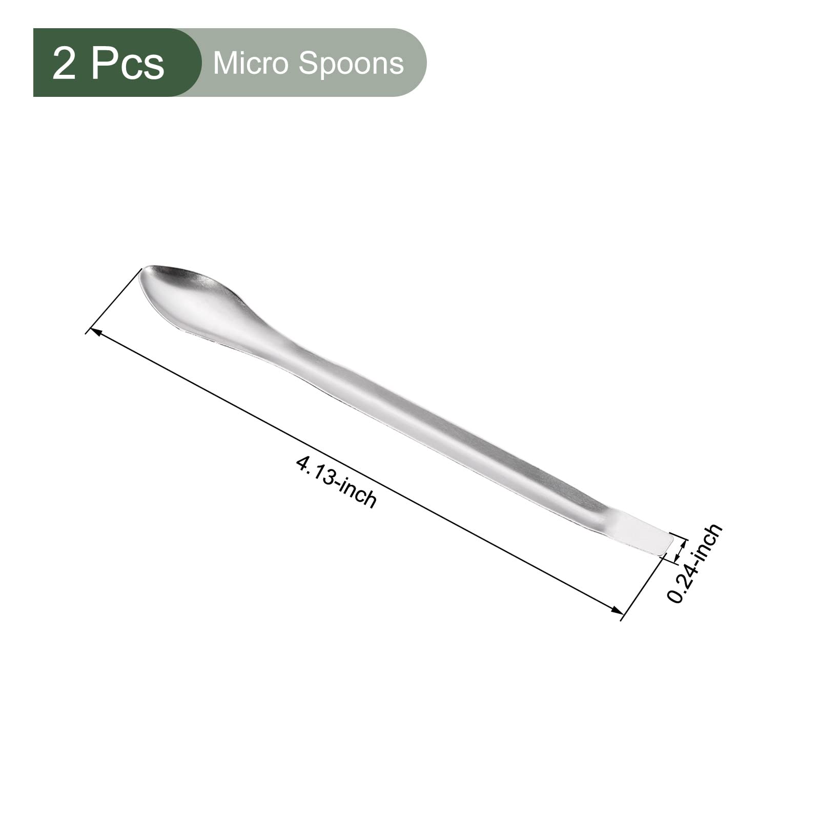 YOKIVE 2 Pcs Micro Spoons, Mini Measuring Scoops with Single Head | Sampling Reagents, Great for Lab (Silver Tone, Stainless Steel, 4.13-Inch)