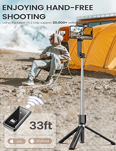 ANXRE Selfie Stick Phone Tripod with Remote, 50 inch Portable 5 in 1 Selfie Stick Phone Tripod, Wireless Selfie Stick Tripod for Cell Phone Compatible with iPhone 15/14/13 Pro Max Gopro Android