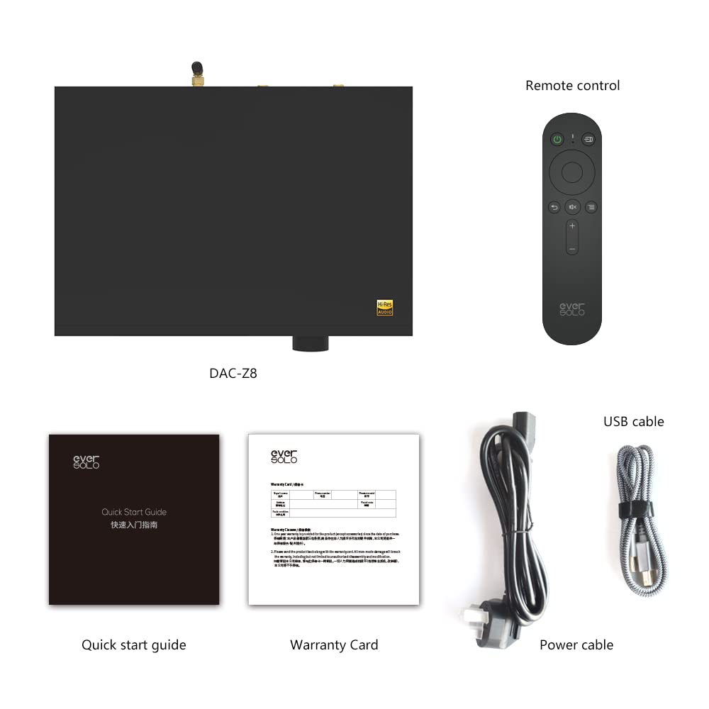 EverSolo DAC-Z8 DAC&Headphone Amplifier, Digital to Analog Converter MQA Full Decoder ES9038Pro XMOS DSD512 PCM768kHz/32Bit Bluetooth 5.0