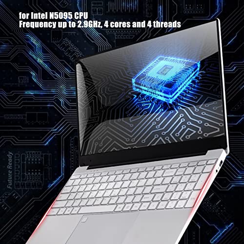 Garsentx Laptop, 15.6in Full HD Touchscreen, Intel N5095 Quad Core, 16GB RAM, Backlit Keyboard, Fingerprint Reader, Webcam, WiFi, HDMI, Bluetooth, for Windows 11, Silver(16+512G)