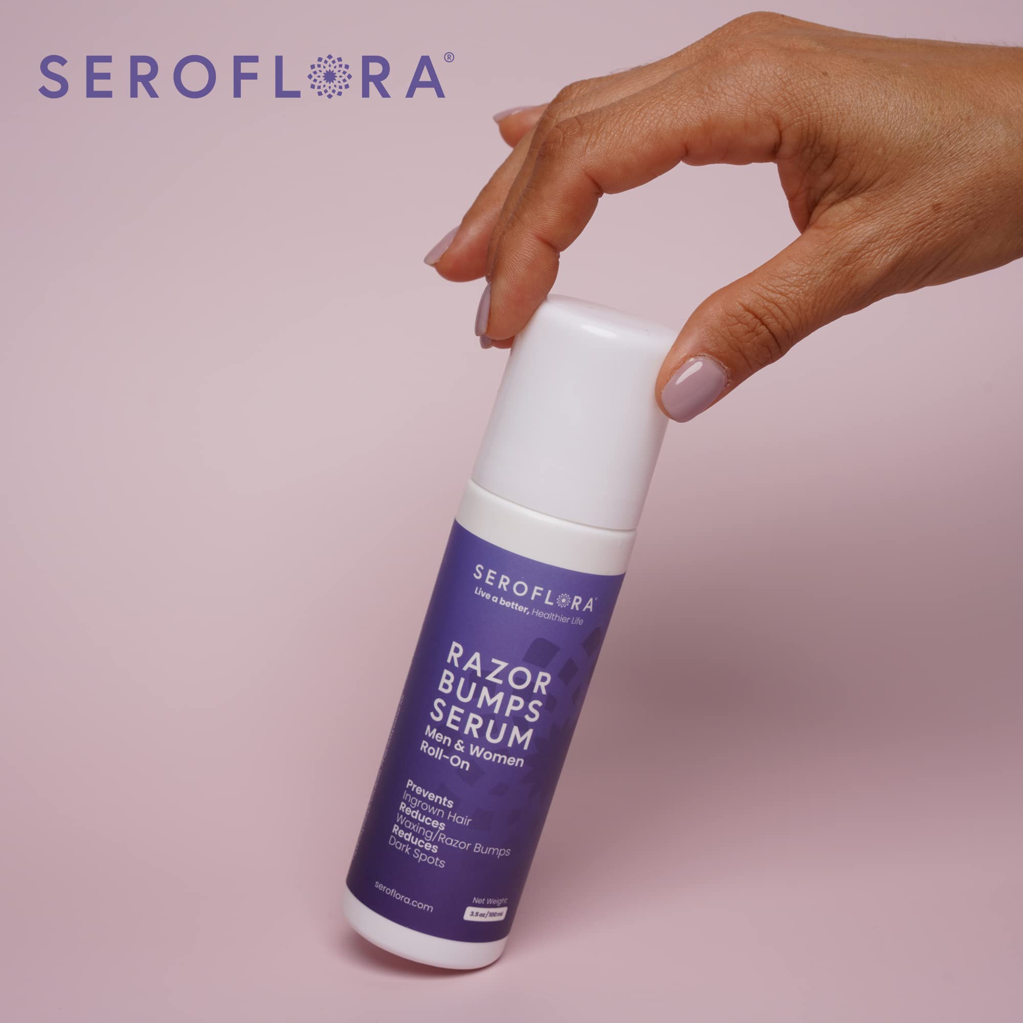 Seroflora Razor Bumps Serum-Ingrown Hair Treatment for Women-Razor Bump for Bikini Area - After Shave & Waxing - Roll-On-Face, Legs, Body (3.5floz)