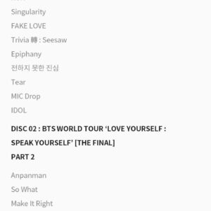 [DVD] BTS - World Tour ‘Love Yourself : Speak Yourself’ [The Final] DVD