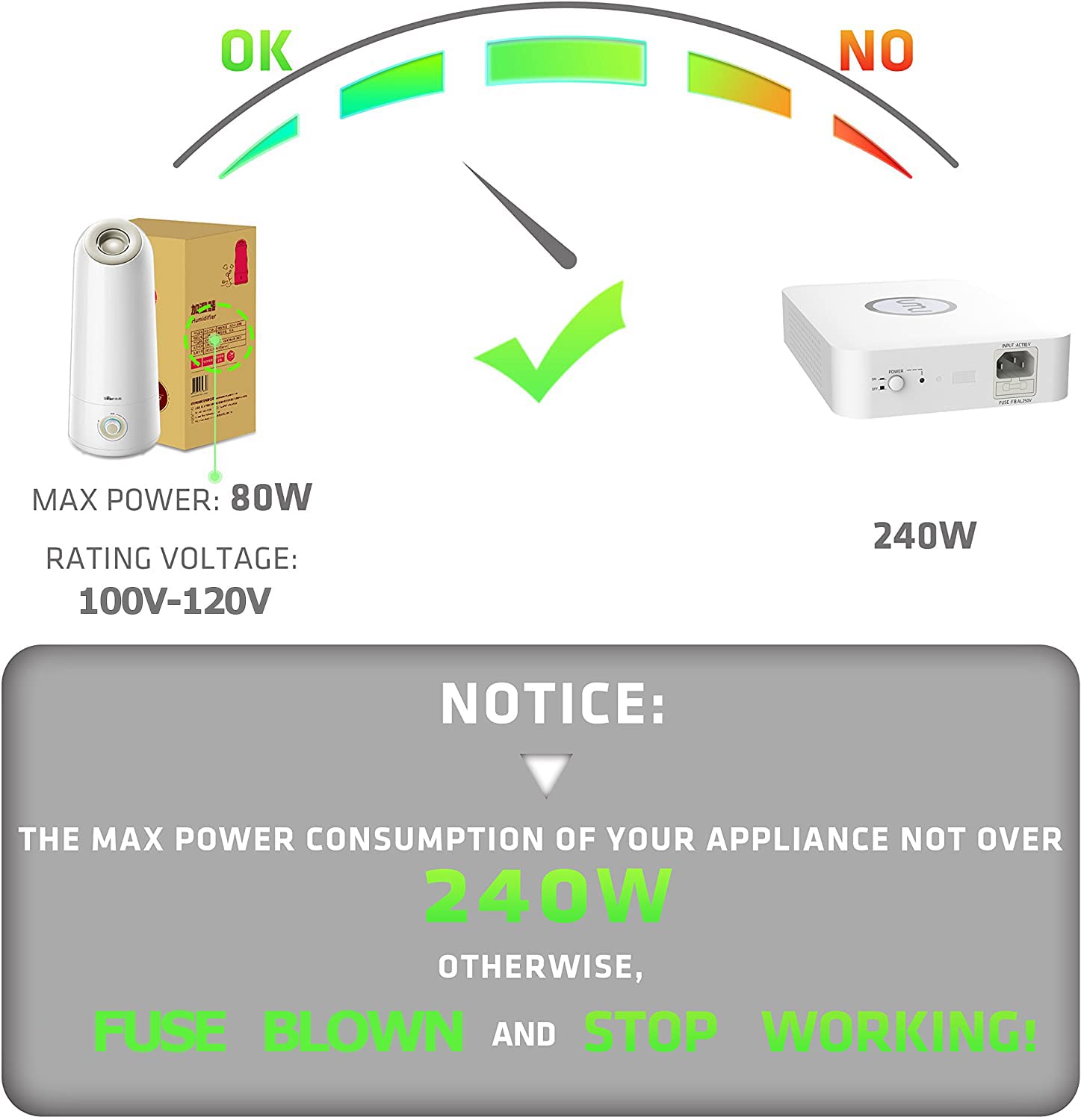 UMI Step Down Voltage 220v to 110v Converter, Travel Power Converter 220V to 110V 300W, Good Transformer for Overseas, Step Down Power Voltage Converter 220V to 110V - US to Europe Voltage Converter