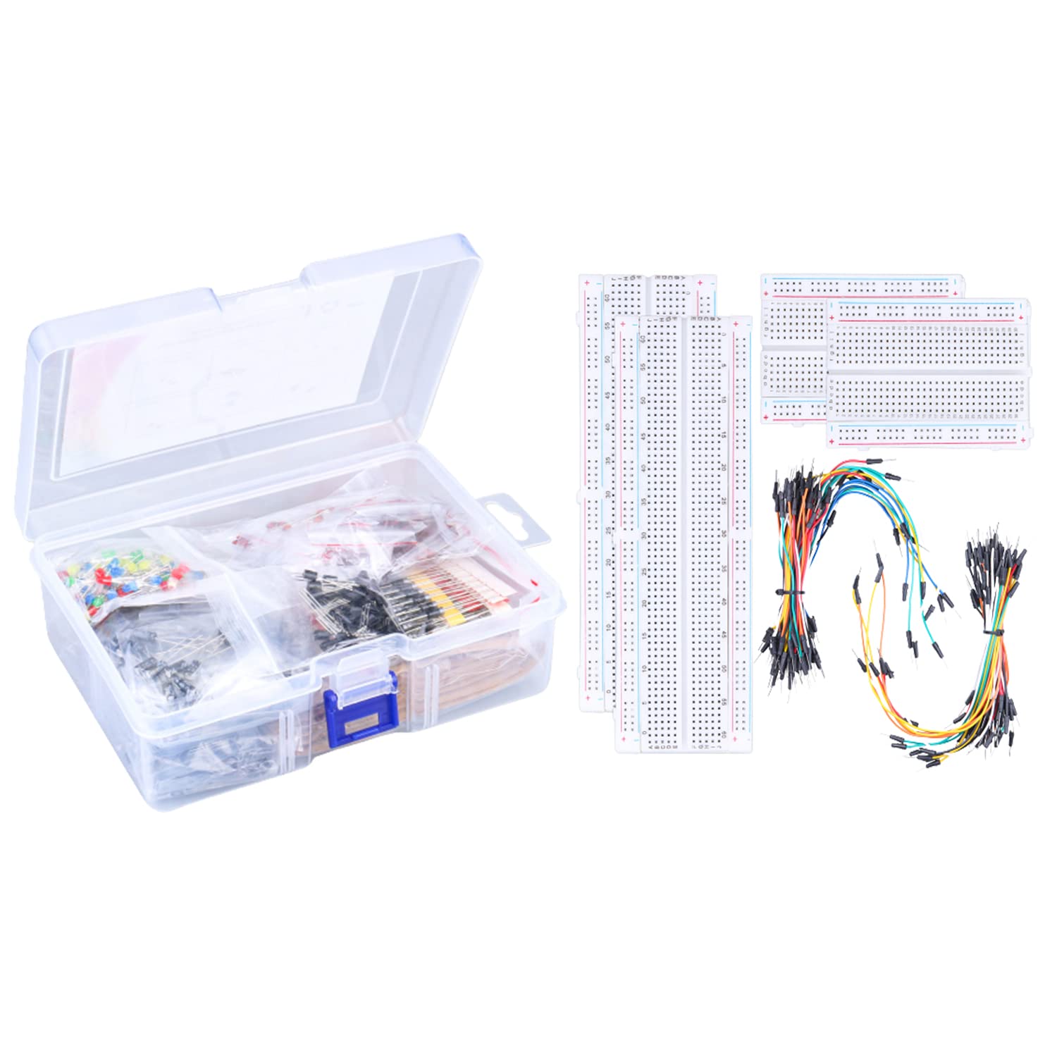 YUEONEWIN Electronics Component and PCB Breadboard Kit, 1400Pcs Basic Electronics Component and 130 Pcs Solderless Breadboard Jumper Wires Kit for Arduino, Prototyping Circuit, DIY Electronic Project