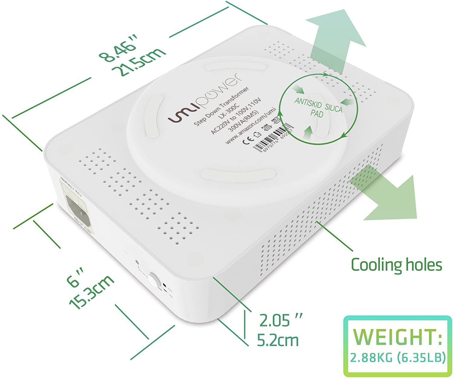 UMI Step Down Voltage 220v to 110v Converter, Travel Power Converter 220V to 110V 300W, Good Transformer for Overseas, Step Down Power Voltage Converter 220V to 110V - US to Europe Voltage Converter