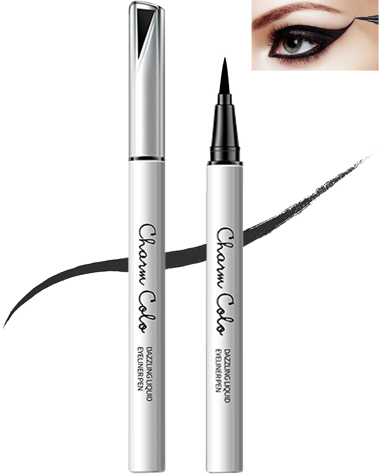 Lysdefeu Black Matte Liquid Eyeliner Pencil, Waterproof, Pigmented, Smudge-proof, Long Lasting, 24H Colors, Ideal for All Eye Shapes for Women