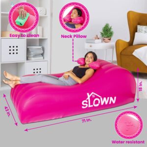 Slown BBL Bed - Inflatable BBL Mattress with Hole After Surgery for Butt Sleeping, Brazilian Butt Lift Recovery, BBL Bed with Hole with Built-in Electric Air Pump, Neck Pillow and Urination Device