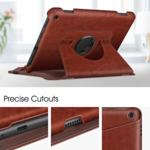 Fintie Case for Kindle Fire HD 8 & HD 8 Plus Tablet (Fits Both 12th Gen 2022 & 10th Gen 2020 Release) - 360 Degree Rotating Swivel Stand Protective Cover with Dual Auto Sleep Wake, Brown