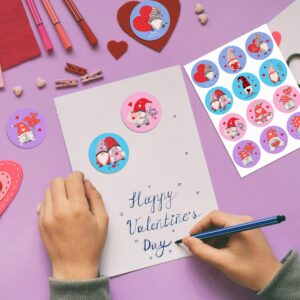 Lucleag Valentine’s Day Gnome Stickers for Kids, Romantic Valentines Gnome Stickers Round Valentines Day Stickers for Candy Goodie Envelope Seals Stickers Valentines Party Favors Decor 360pcs