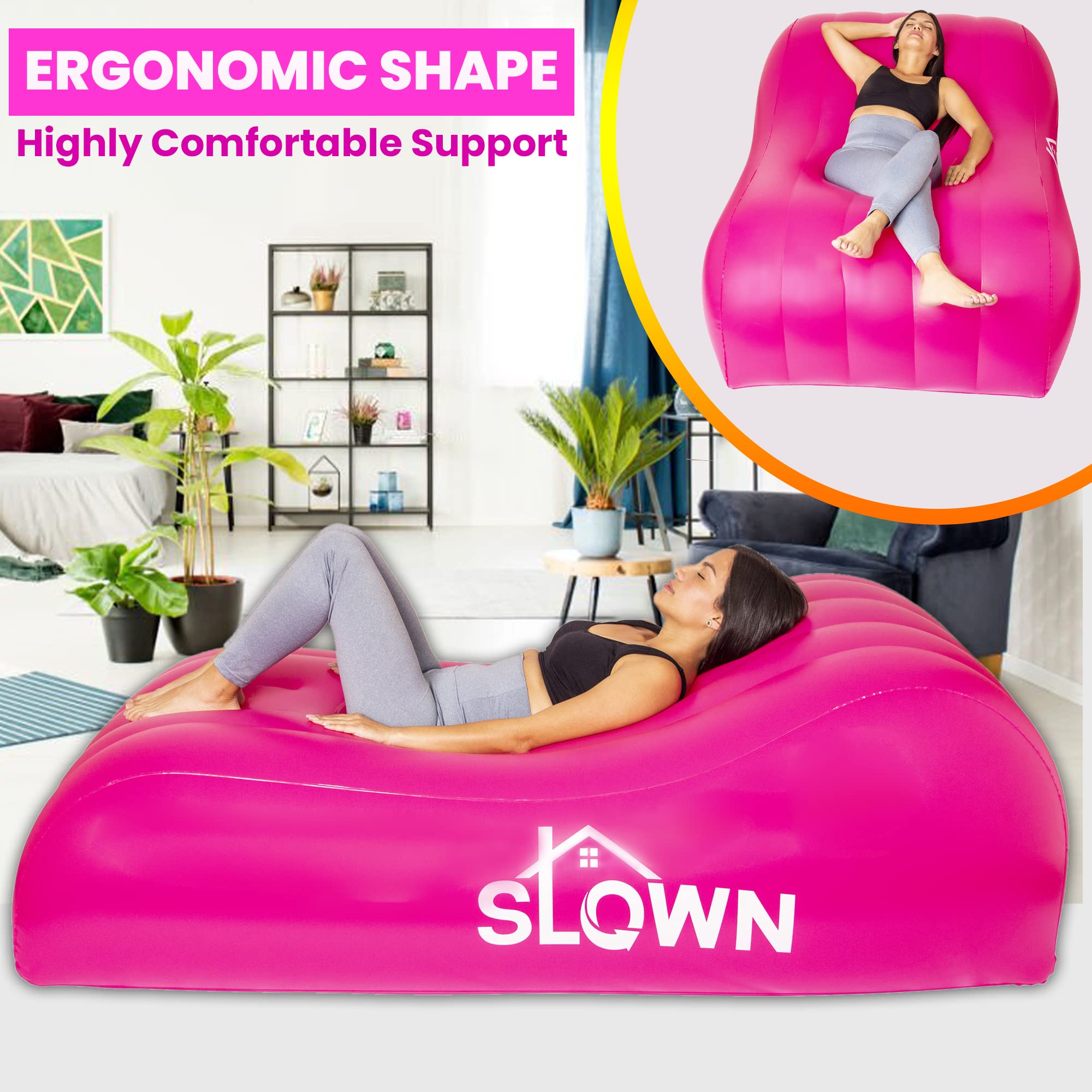 Slown BBL Bed - Inflatable BBL Mattress with Hole After Surgery for Butt Sleeping, Brazilian Butt Lift Recovery, BBL Bed with Hole with Built-in Electric Air Pump, Neck Pillow and Urination Device