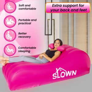 Slown BBL Bed - Inflatable BBL Mattress with Hole After Surgery for Butt Sleeping, Brazilian Butt Lift Recovery, BBL Bed with Hole with Built-in Electric Air Pump, Neck Pillow and Urination Device