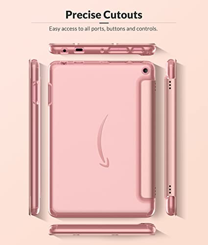 MoKo Case Fits All-New Kindle Fire HD 8 & 8 Plus Tablet (12th Generation-2024/2022 Release) 8", Soft TPU Frosted Colored Back Cover Multi-Angle Slim Smart Shell, Auto Wake/Sleep,Rose Gold