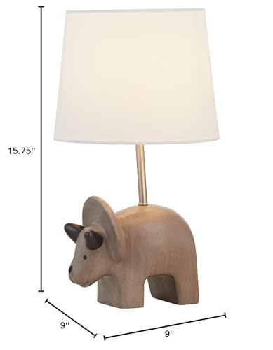 Maxax Dinosaur Desk Lamp, Grey Dinosaur Bedside Table Lamp with White Shade, Nightstands