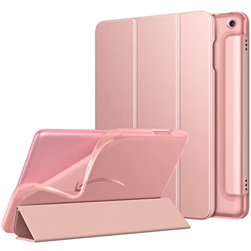 MoKo Case Fits All-New Kindle Fire HD 8 & 8 Plus Tablet (12th Generation-2024/2022 Release) 8", Soft TPU Frosted Colored Back Cover Multi-Angle Slim Smart Shell, Auto Wake/Sleep,Rose Gold