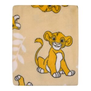 disney lion king tan, beige and white simba super soft baby blanket