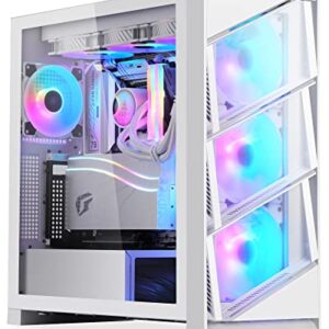 Segotep T3 White Mid-Tower ATX Gaming PC Case, Support Top & Side 360mm Radiators, GPU Snap-On Opening & Closing Front Panel, Type-C Ready, Tool-Free Disassemble (Pre-Install One ARGB & PWM Fan)