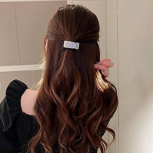 3 Pack Small Hair Clips for High Ponytail, Nonslip Metal Rhinestone Hairclips, Ponytail Holder, High Ponytail Claw Clip, Decorative Hairpins, Hair Accessories for Women and Girls